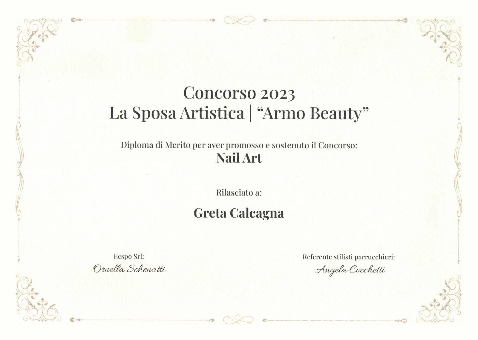 Attestato: Diploma di merito — Nail art